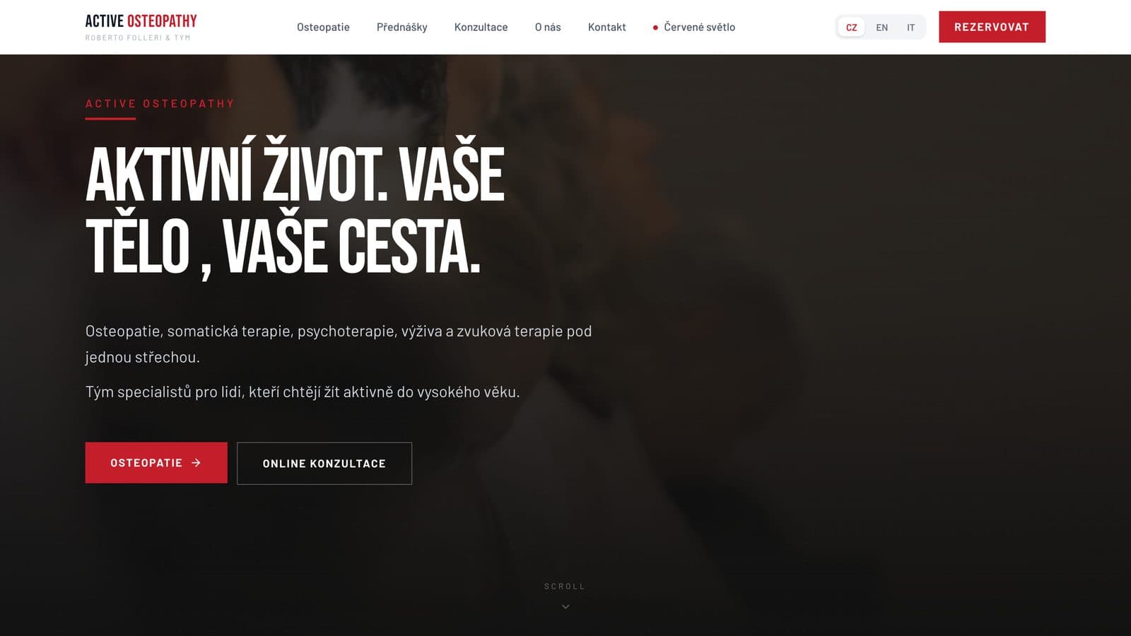 Active Osteopathy – úvodní stránka webu