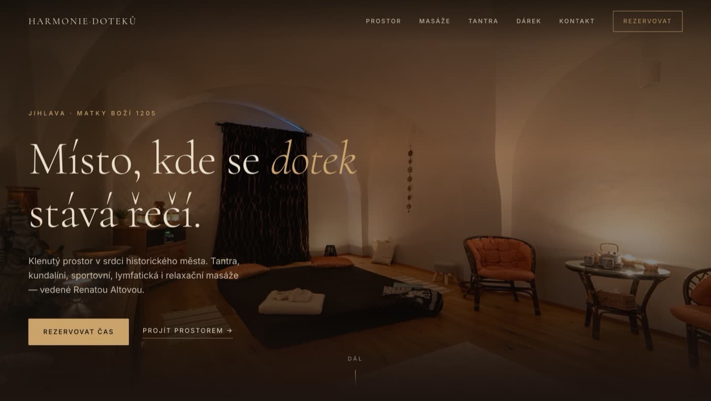 Harmonie doteků – náhled webu