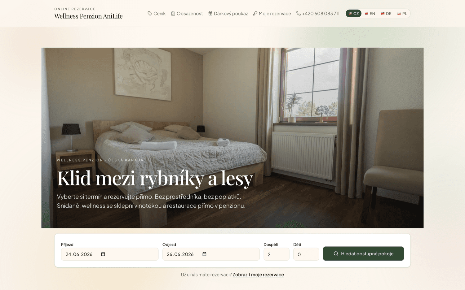 Penzion AniLife – náhled webu